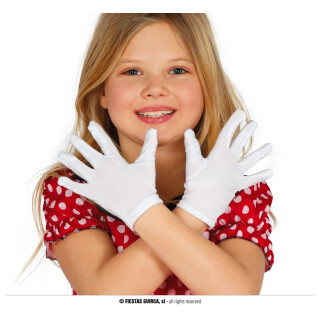 EIN PAAR WEISSE KINDER-HANDSCHUHE, 22 CM