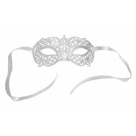 Augenmaske Elegant Metall weiß mit Seidenband -...