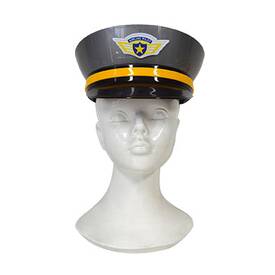 POLICE CAP GREY & YELLOW RIBBON ONE SIZE PLASTIC