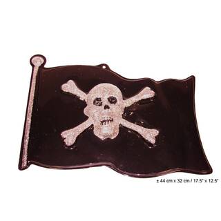 Piratenflagge schwarz mit weißen Totenkopf an Stab ca. 30 x 45 cm, 1,43 €