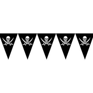 Wimpelkette Piraten 10 Flaggen an ca. 5 m schwarz mit Totenköpfen